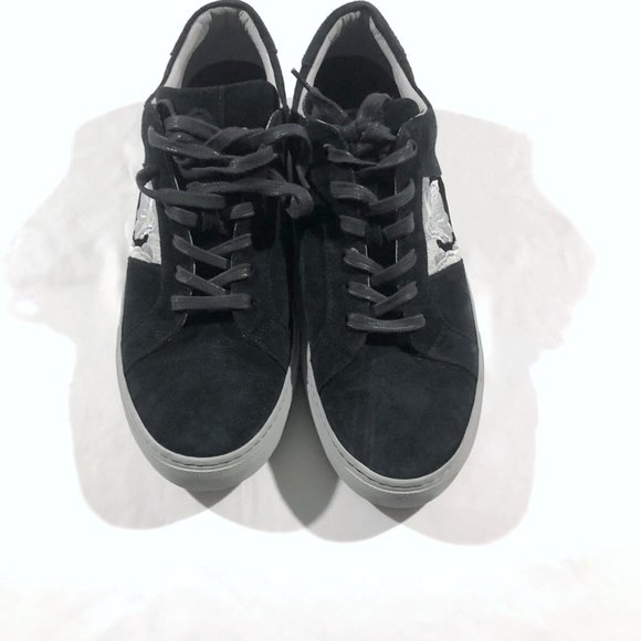 Greats Brooklyn Sneakers Shoes Flats Embroidery Black Suede US 12 Made in ITALY - Picture 3 of 10